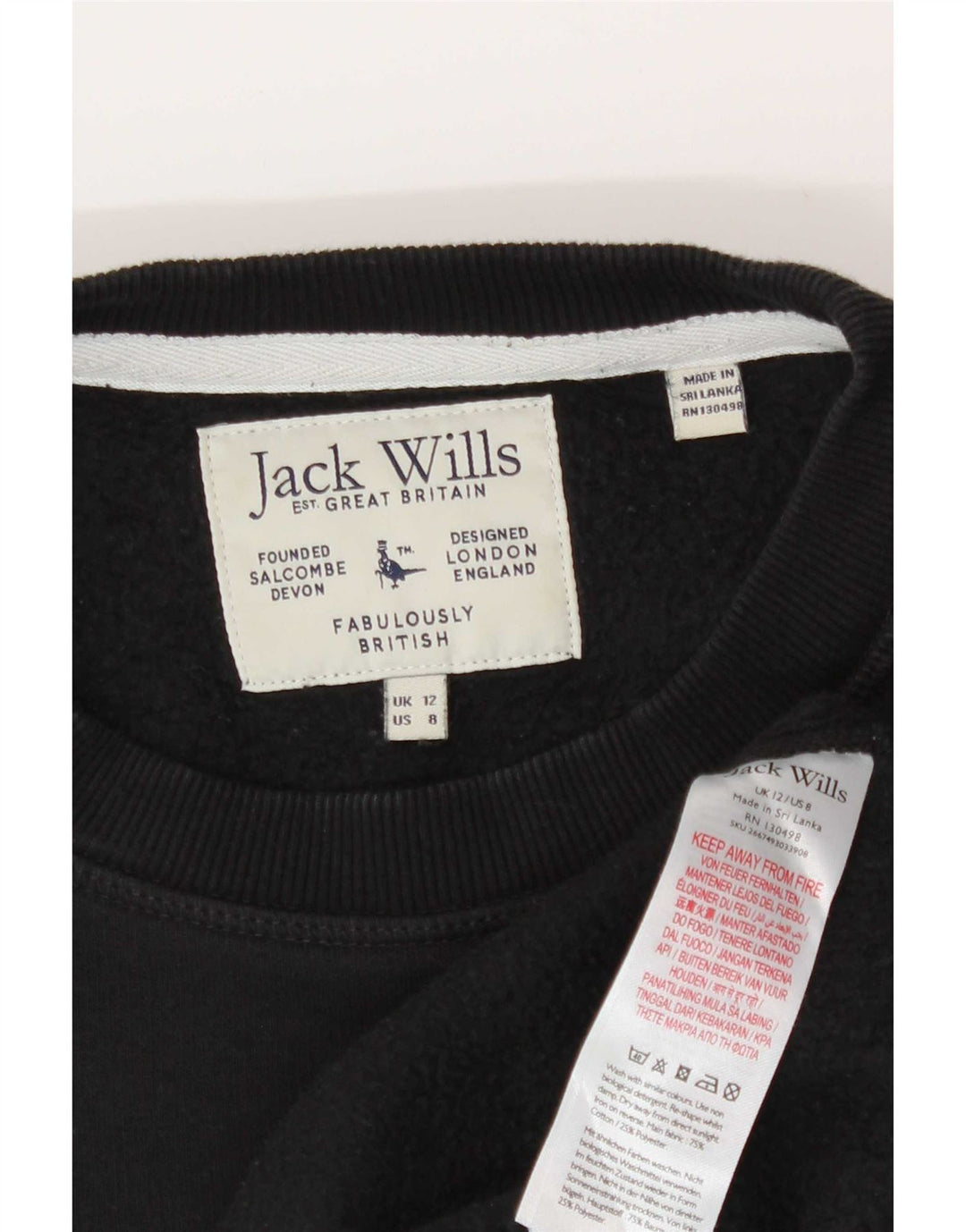 Jack Wills Damen-Sweatshirt mit Grafik-Übergröße, Gr. 12, mittelschwarz