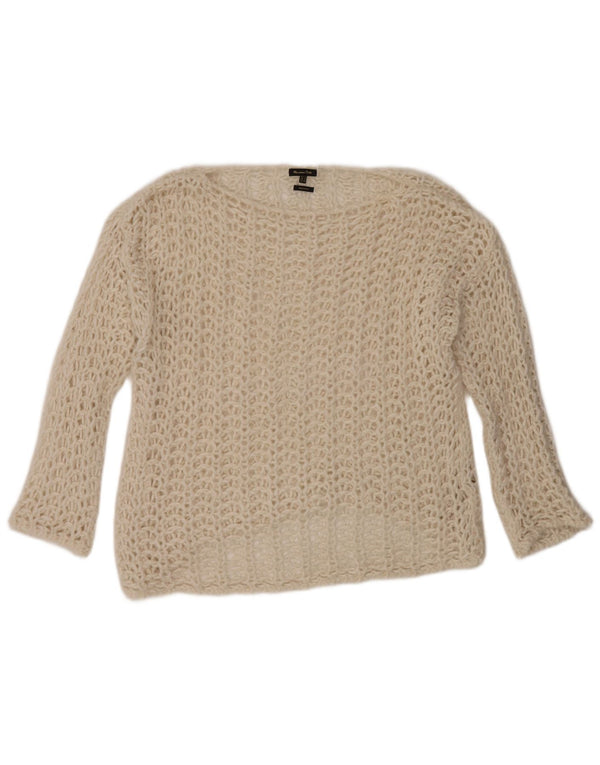 Massimo Dutti Damen-Pullover mit U-Boot-Ausschnitt, Gr. 10, Größe S, gebrochenes Weiß