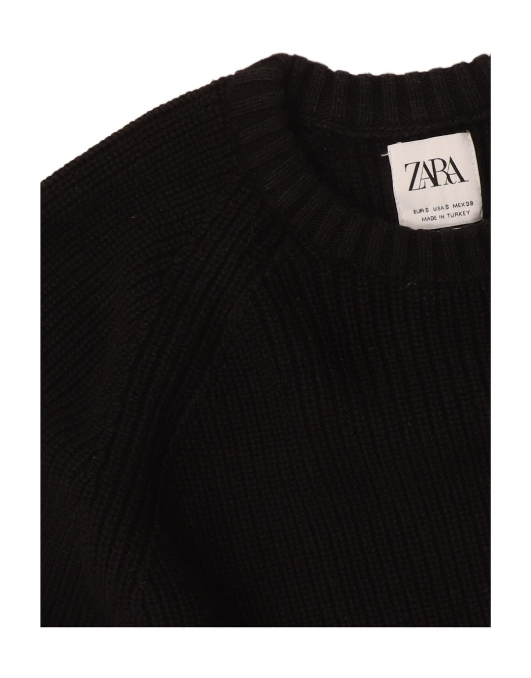 Zara Damen-Pullover, übergroß, Rundhalsausschnitt, Gr. 10, Größe S, Schwarz