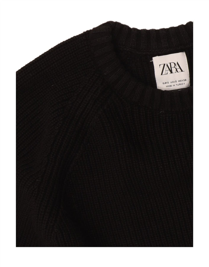 Zara Damen-Pullover, übergroß, Rundhalsausschnitt, Gr. 10, Größe S, Schwarz