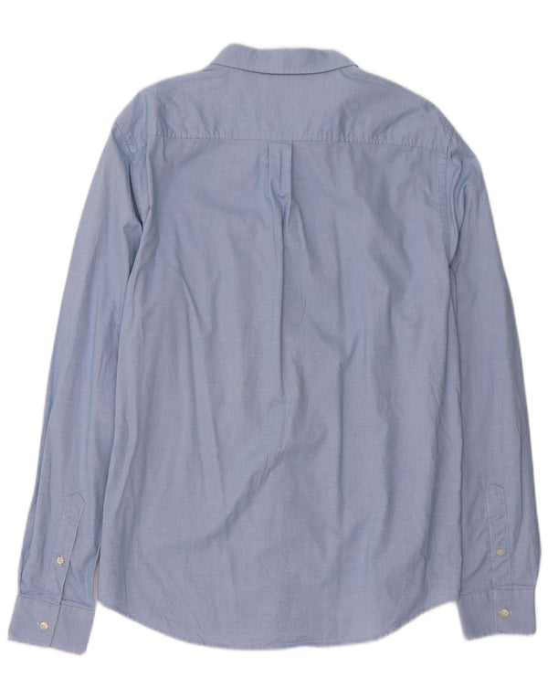 SUPERDRY Herren-Hemd mit regulärer Passform, XL, blaue Nadelstreifen-Baumwolle