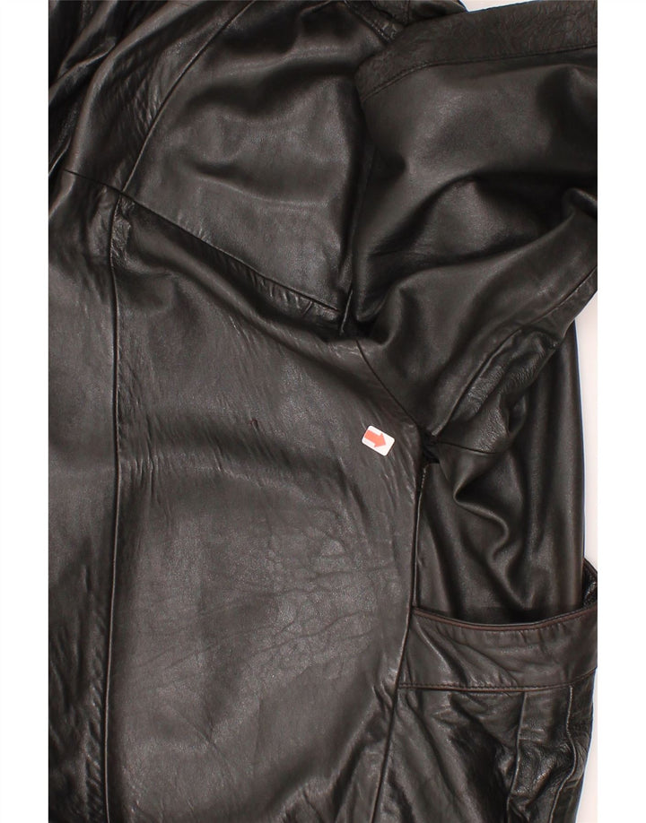 VINTAGE Womens Oversized Leather Coat UK 16 Large Black Leather Vintage Vintage and Second-Hand Vintage from Messina Hembry 