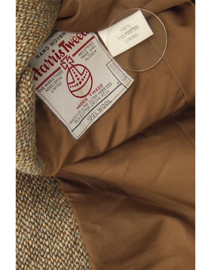 Harris Tweed Herren-Blazer mit 2 Knöpfen, UK 40, große braune Wolle mit Fischgrätenmuster
