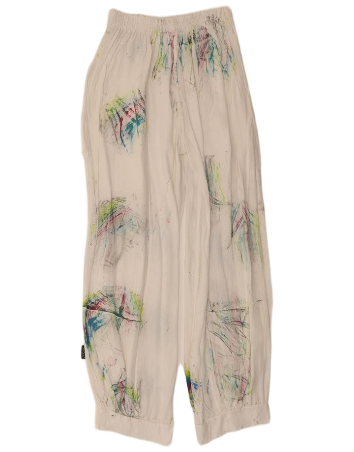 Vintage Damen Haremshose Medium W28 L29 Weiße Batik-Viskose
