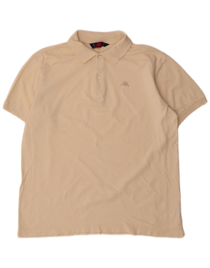 Kappa Herren-Poloshirt, groß, cremefarbene Baumwolle