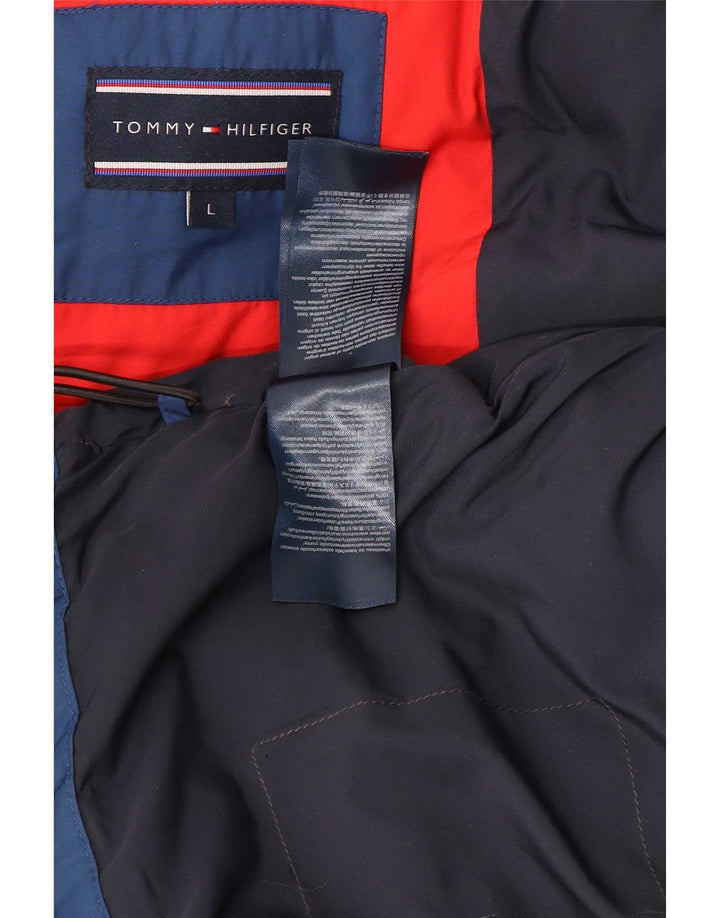 Tommy Hilfiger Herren-Jacke mit Kapuze, wattiert, UK 40, Größe L, blau, Polyester