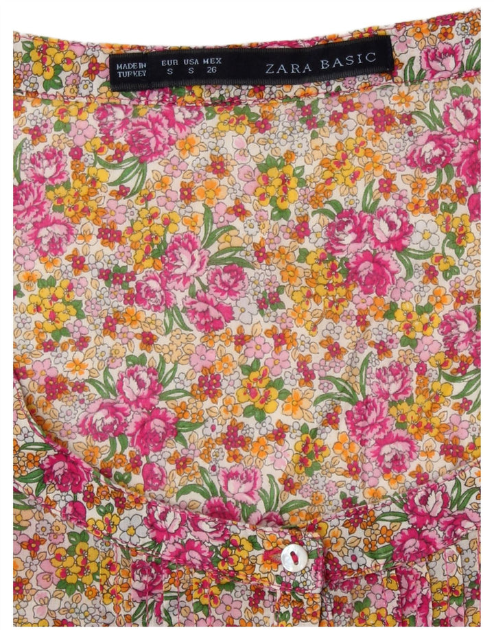 Zara Damen Kurzarm-Blusenoberteil, Größe S, Größe S, mehrfarbig, Blumenmuster