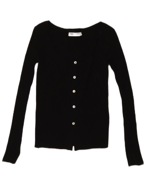 Zara Damen-Cardigan-Pullover UK 8 Small Schwarz Acryl