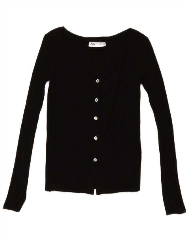Zara Damen-Cardigan-Pullover UK 8 Small Schwarz Acryl