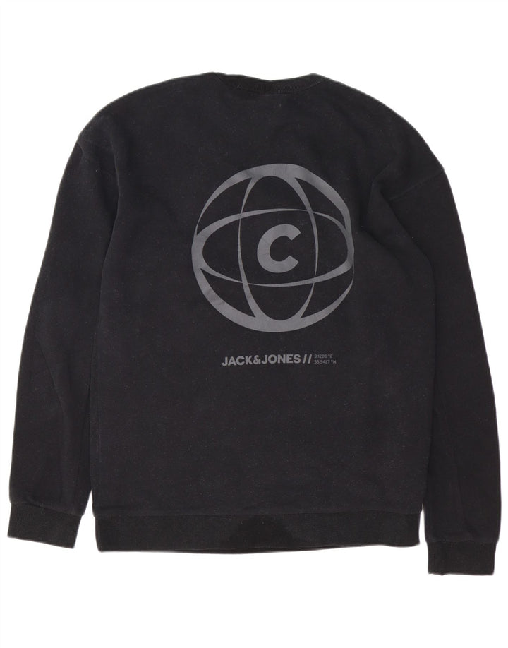 JACK & JONES Herren Core Graphic Sweatshirt Pullover Large Schwarz Baumwolle