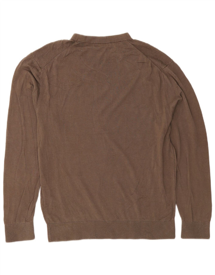 Zara Damen-Pullover mit Rundhalsausschnitt, UK 14, mittelbraune Baumwolle