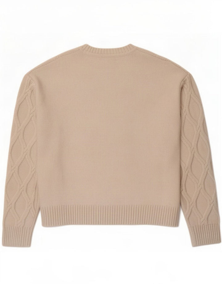 Marks & Spencer Herren-Pullover mit Rundhalsausschnitt, Größe S, beige, Polyester