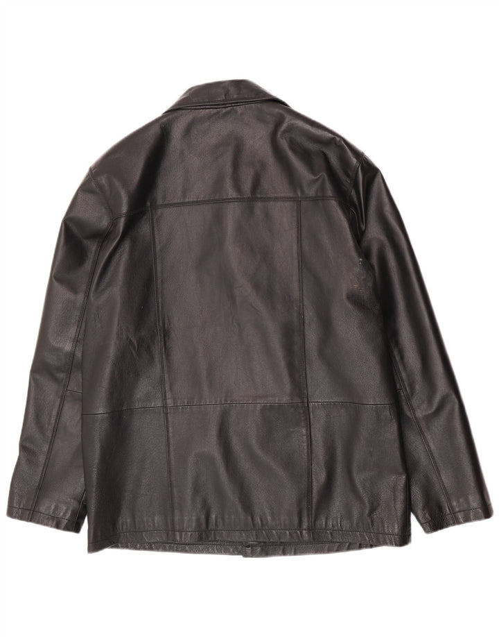 Vintage Herren Lederjacke IT 52 XL Schwarzes Leder