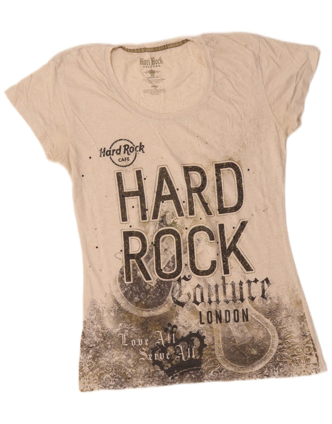 HARD ROCK CAFE London Grafik-T-Shirt für Mädchen, 15–16 Jahre, XL, gebrochenes Weiß