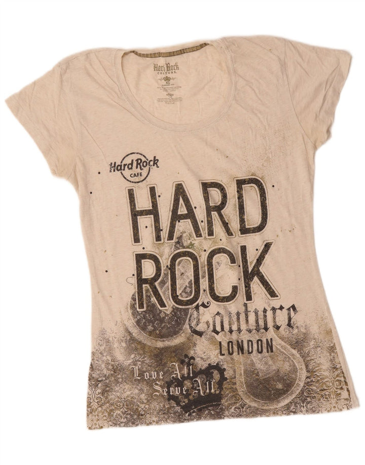 HARD ROCK CAFE London Grafik-T-Shirt für Mädchen, 15–16 Jahre, XL, gebrochenes Weiß