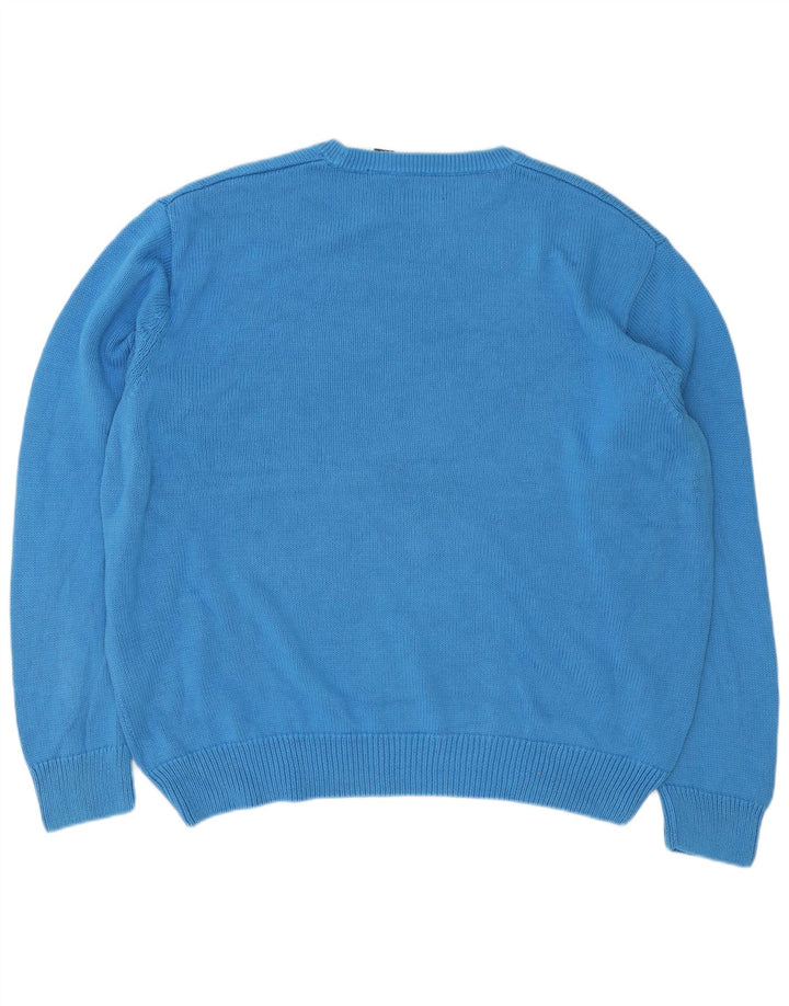 Chaps Herren-Pullover mit Rundhalsausschnitt, 2XL, blaue Baumwolle