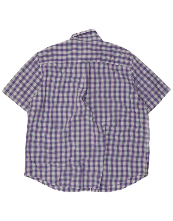 Chaps Herren-Kurzarmhemd 3XL, lila kariert, Baumwolle
