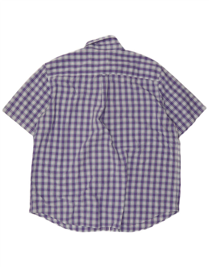 Chaps Herren-Kurzarmhemd 3XL, lila kariert, Baumwolle
