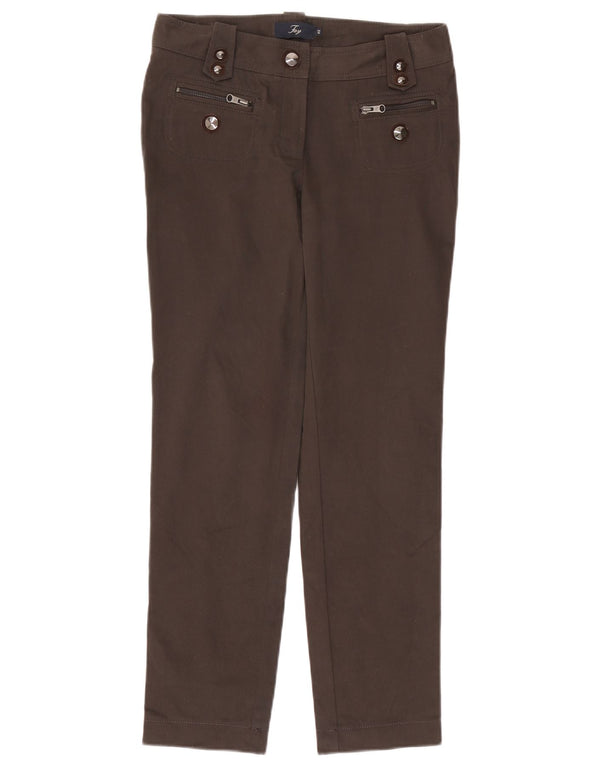 Fay Damen Slim Casual Hose IT 42 Medium W30 L28 Braune Baumwolle