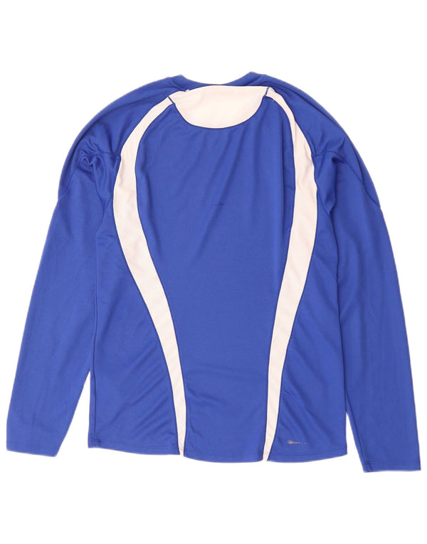Asics Damen Top Langarm UK 12 Mittelblaues Colourblock-Polyester