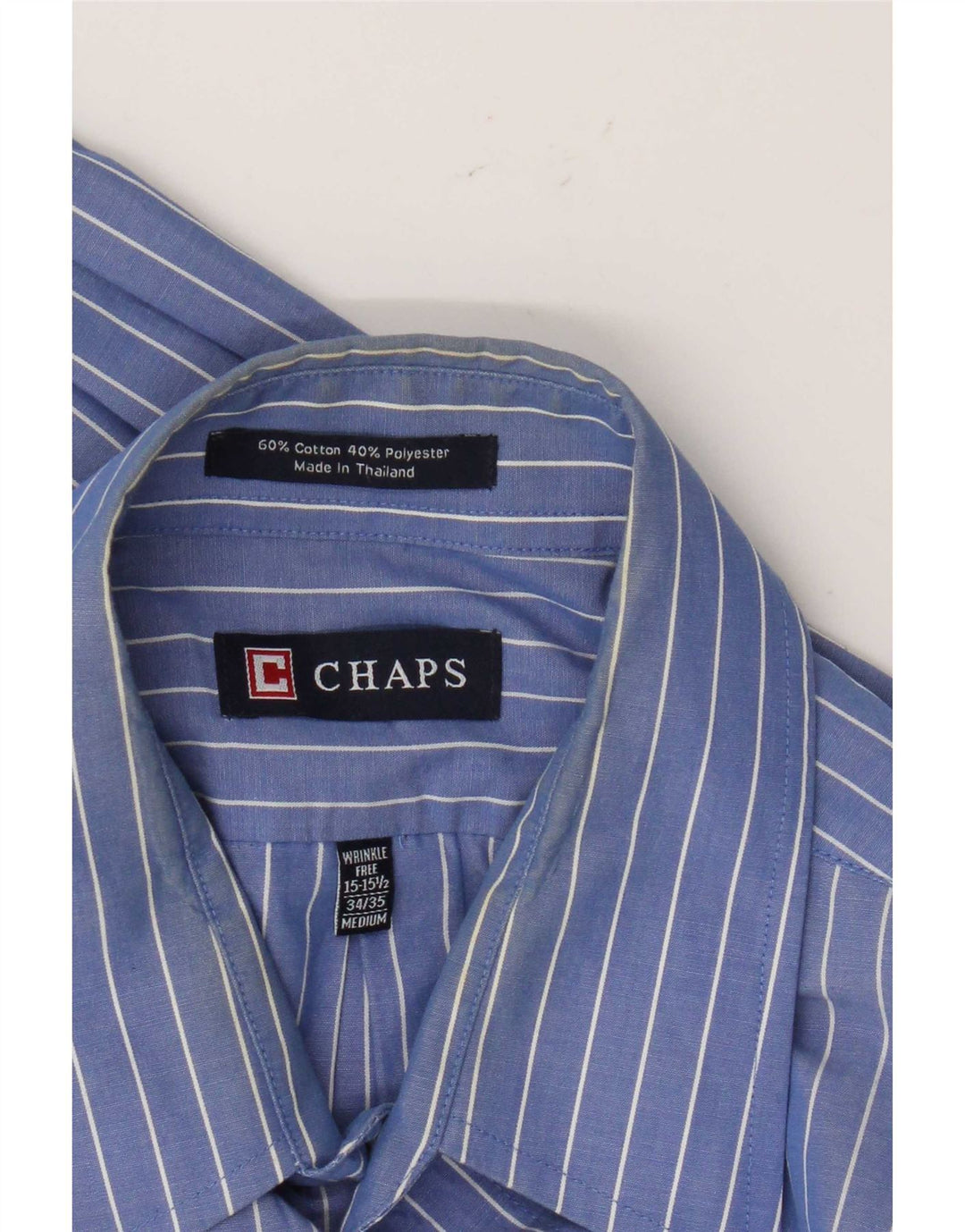 Chaps Herrenhemd, Größe 15 1/2, mittelblaue Nadelstreifen-Baumwolle