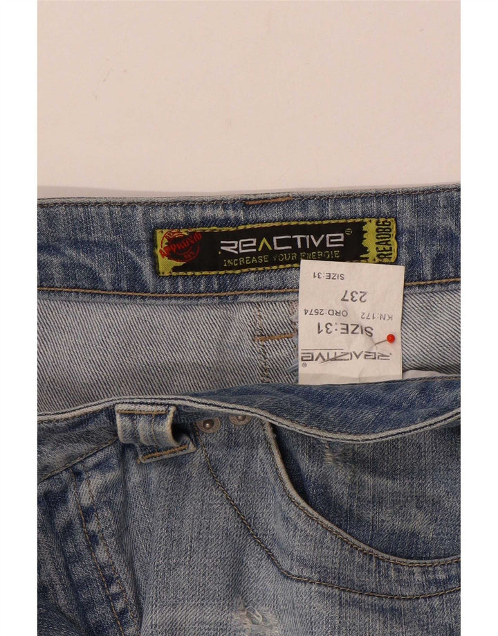 Vintage Damen Distressed Mini Jeansrock W31 Mittelblaue Baumwolle