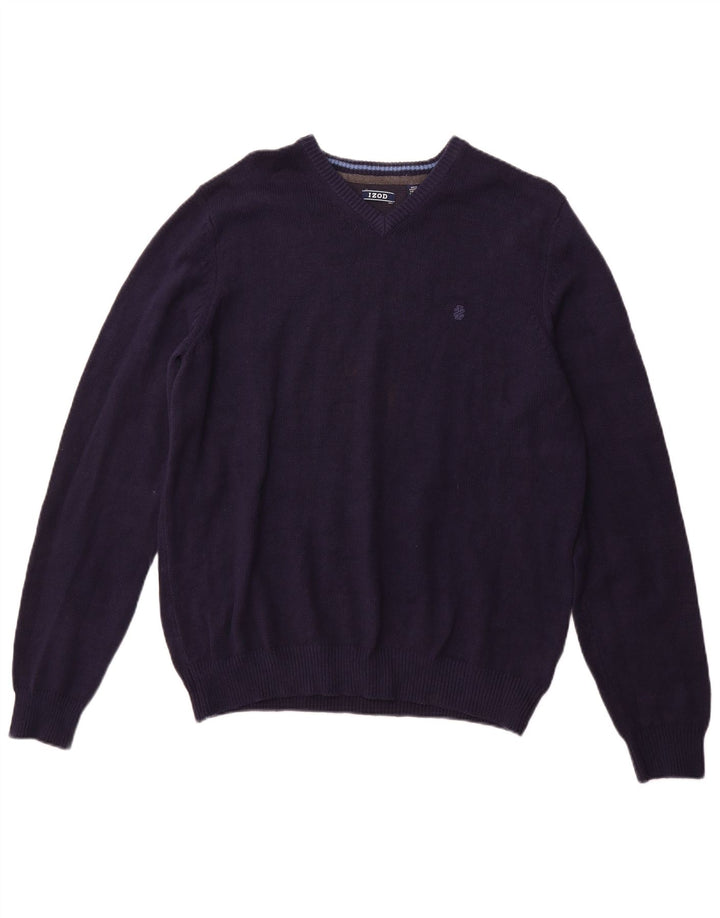 IZOD Herren-Pullover mit V-Ausschnitt, groß, marineblaue Baumwolle