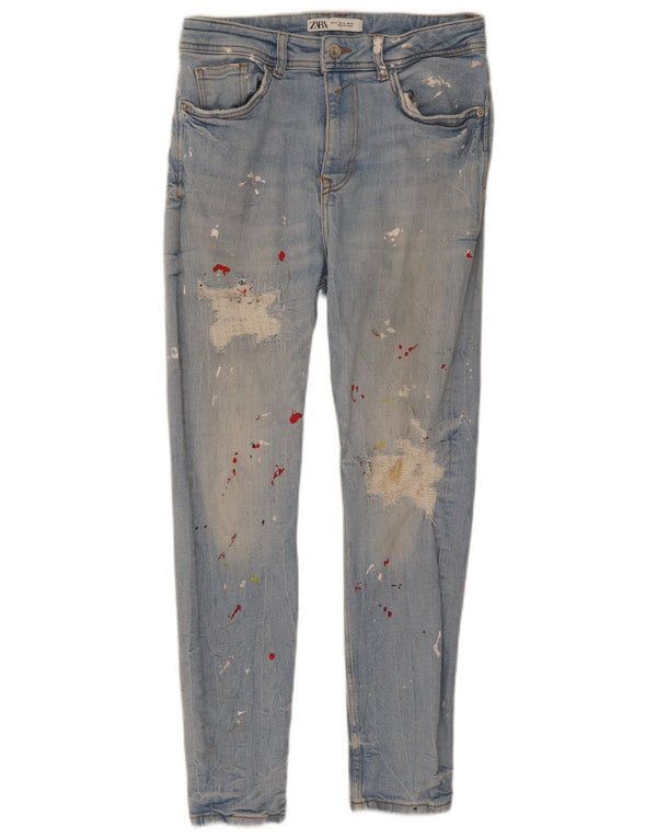 Zara Herren Distressed Skinny Jeans EU 38 Small W30 L27 Blaue Batik-Baumwolle