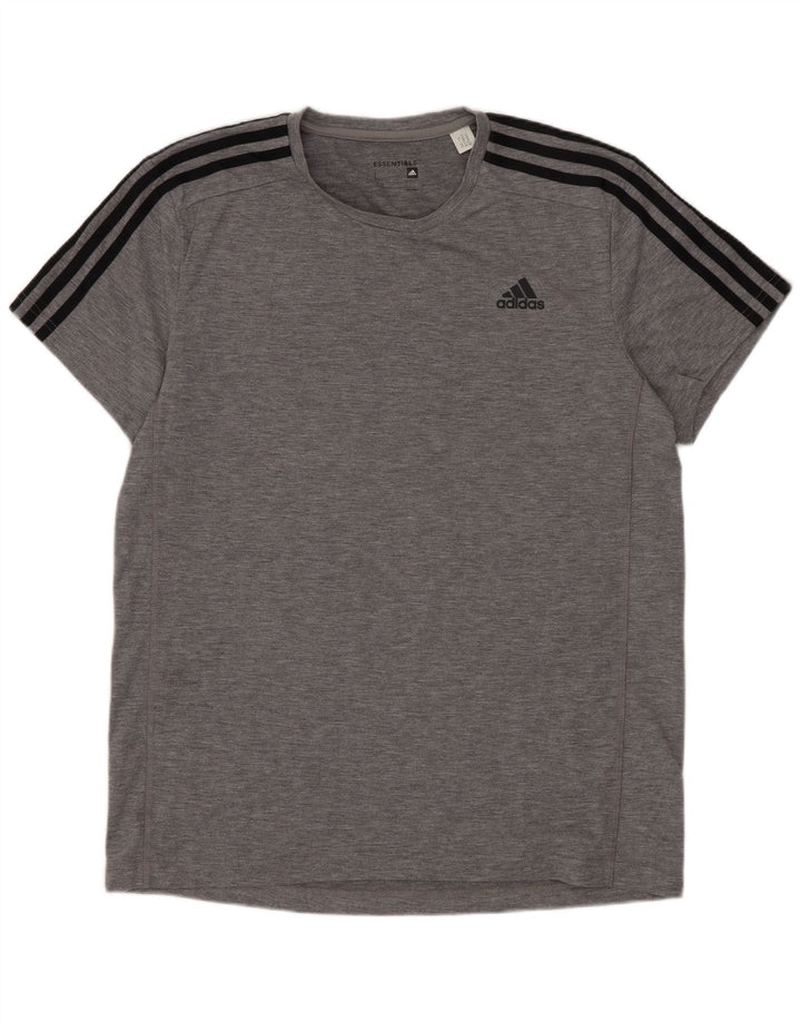Adidas Herren Climalite T-Shirt Top Large Grau Baumwolle