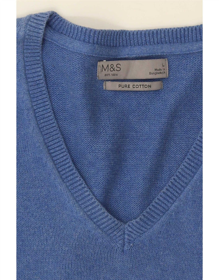 Marks & Spencer Herren-Pullover mit V-Ausschnitt, Größe L, Blau