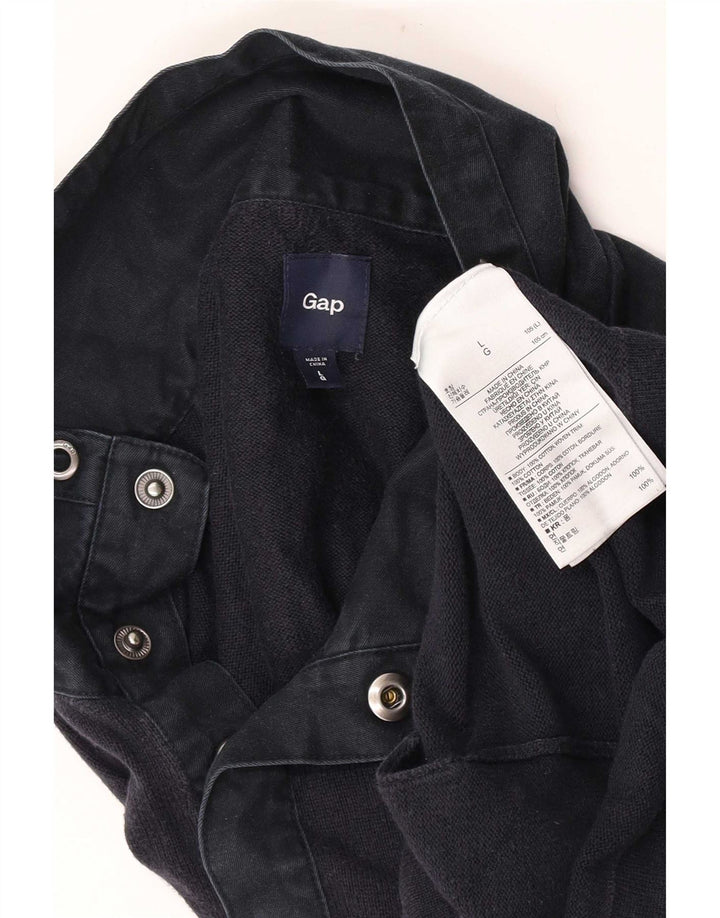 Gap Herren-Sweatshirt mit Knopfkragen, groß, marineblaue Baumwolle