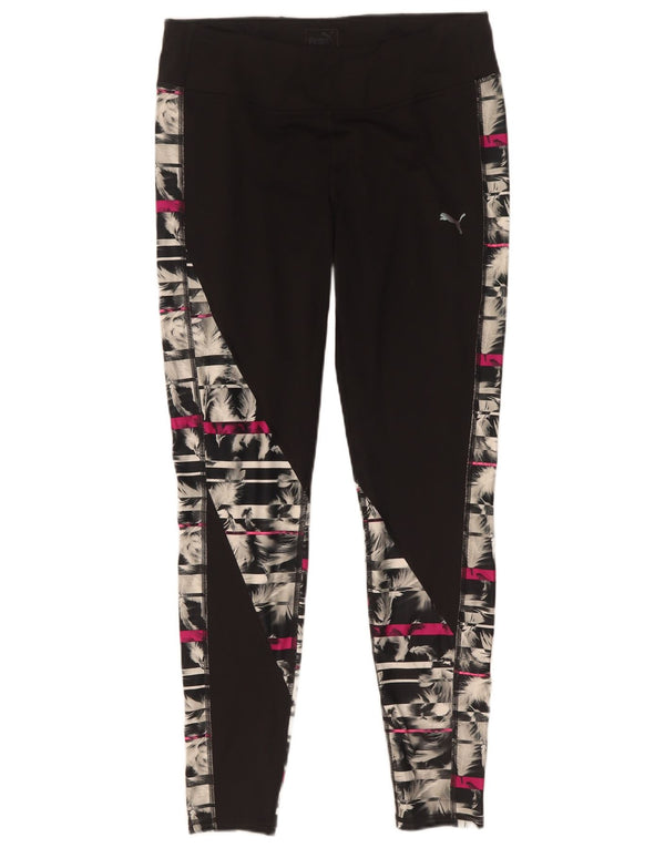 Puma Damen Leggings UK 18 XL Schwarz Geometrisch