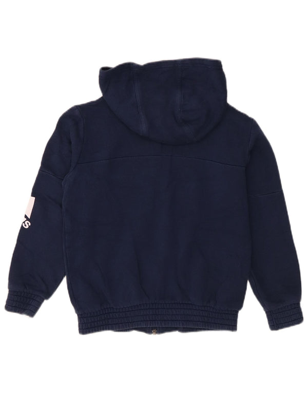 Adidas Jungen Kapuzenpullover mit grafischem Reißverschluss, 9–10 Jahre, marineblaue Baumwolle
