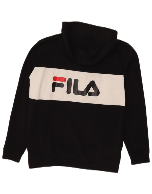 Fila Mädchen-Kapuzenpullover mit grafischem Reißverschluss, 13–14 Jahre, Schwarz, Farbblock