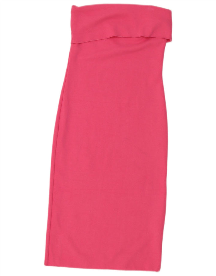 Trägerloses Damenkleid von Zara, Gr. 44, Größe L, Rosa, Viskose