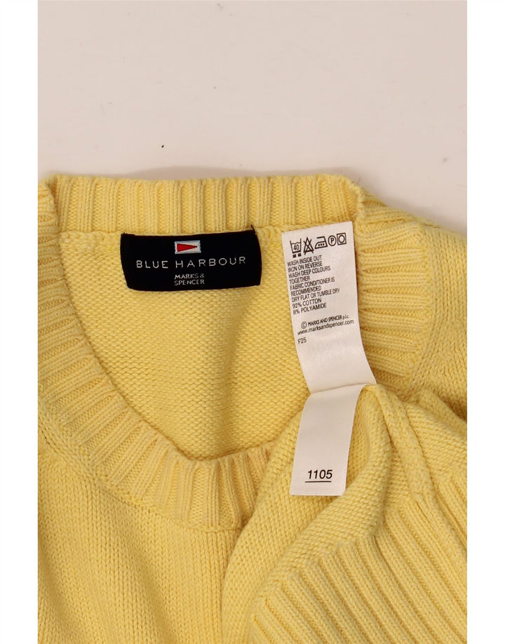 Marks & Spencer Herren Blauer Harbour-Pullover mit Rundhalsausschnitt Mittelgelb