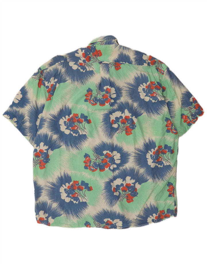 UNIFORM Herren-Kurzarmhemd XL aus Baumwolle mit grünem Blumenmuster