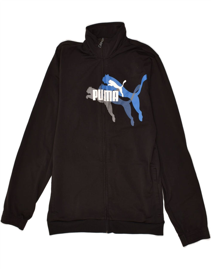 PUMA Girls Graphic Tracksuit Top Jacket 15-16 Years Black Polyester | Vintage Puma | Thrift | Second-Hand Puma | Used Clothing | Messina Hembry 