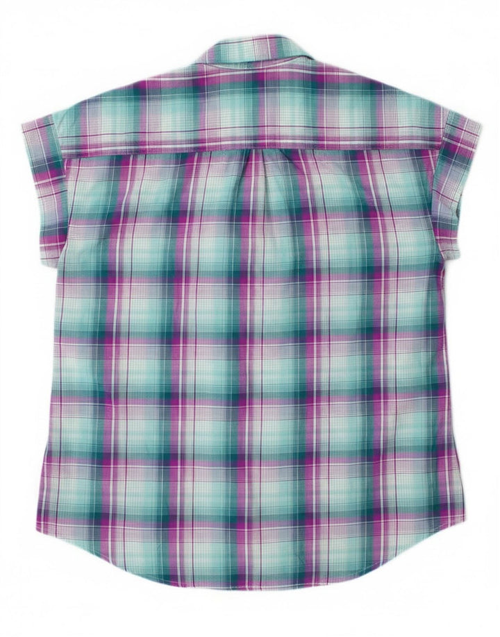 Lee Womens Riders Ärmelloses Hemd UK 14 Mittelgrün kariertes Polyester