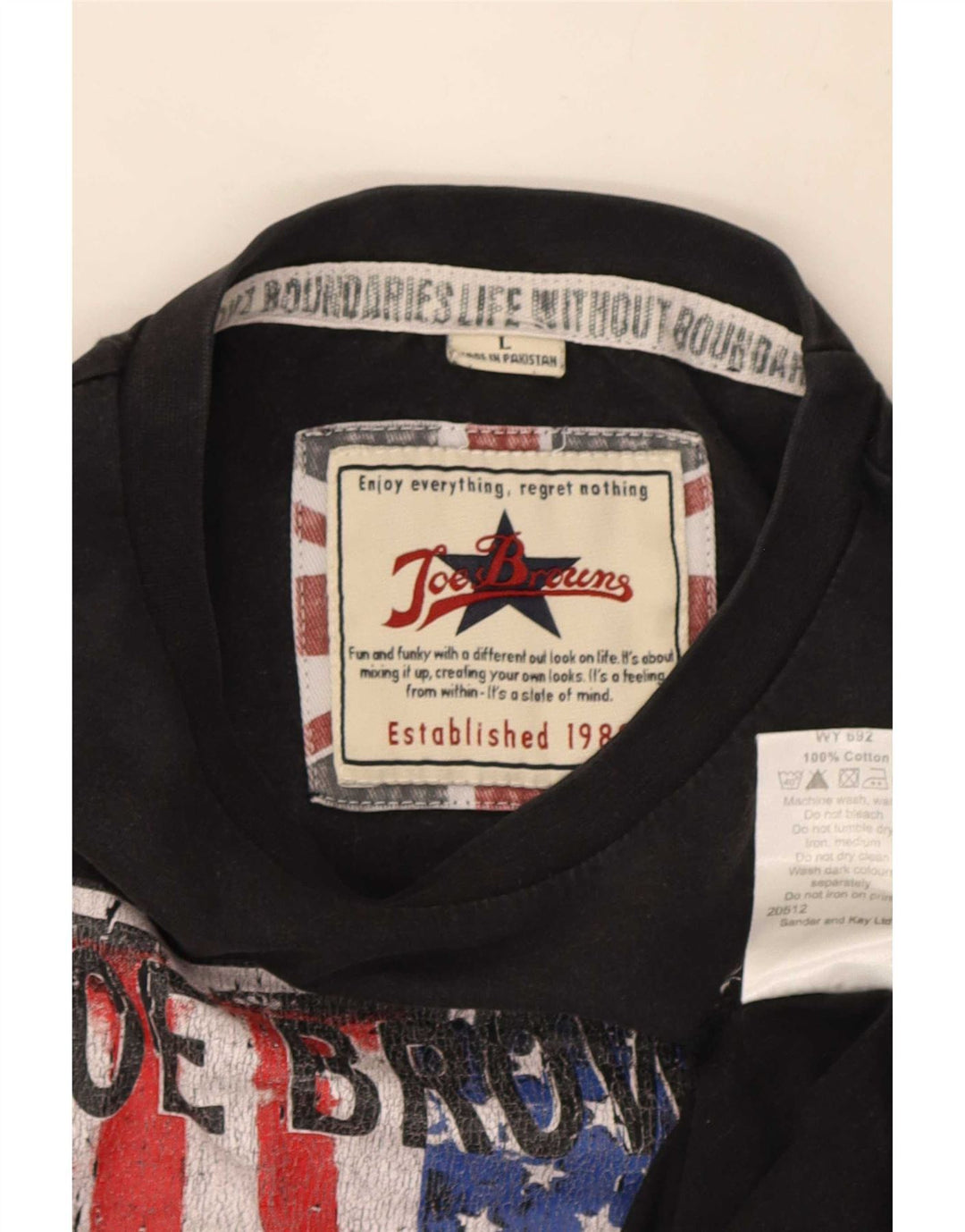 Joe Browns Herren-T-Shirt mit Grafik, Größe L, aus schwarzer Baumwolle