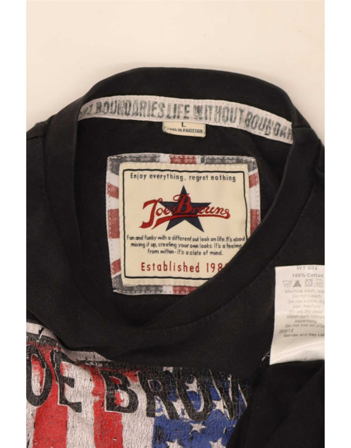 Joe Browns Herren-T-Shirt mit Grafik, Größe L, aus schwarzer Baumwolle