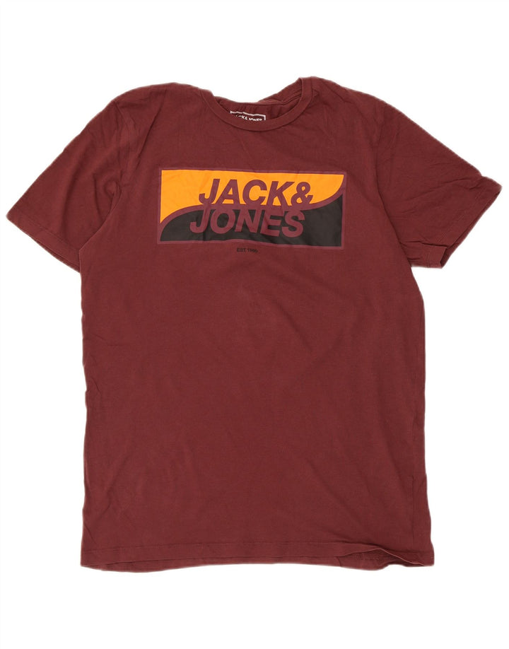 JACK & JONES Herren-T-Shirt mit Grafik, mittlere kastanienbraune Baumwolle