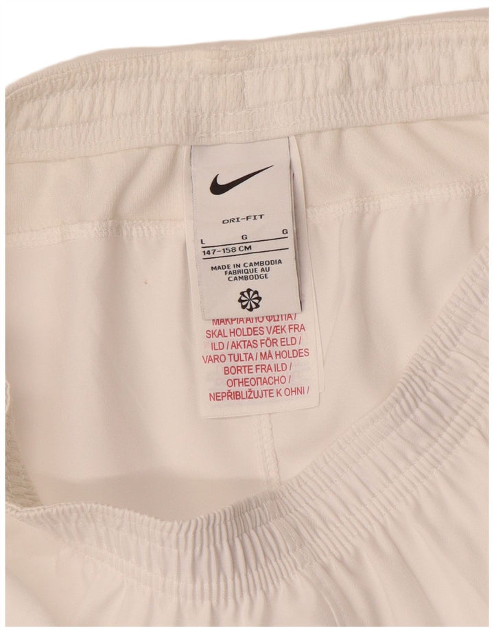 NIKE Dri Fit Sportshorts für Jungen, 12–13 Jahre, Größe L, Weiß, Polyester