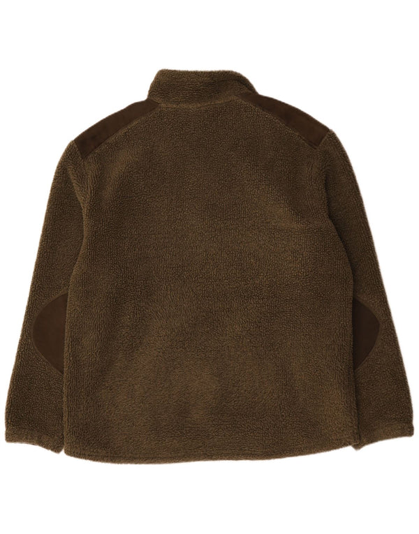 Vintage Mens Fleece Jacket UK 44 2XL Khaki Colourblock Polyester