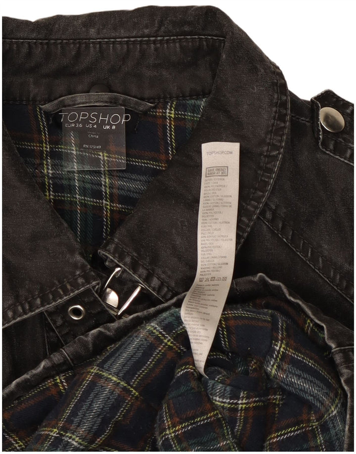 Topshop Damen Jeansjacke UK 8 Small Schwarz Polyacryl
