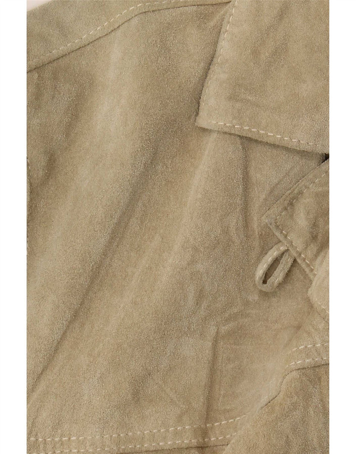 Rossodisera Damen Übergroße Wildlederjacke UK 14 Medium Beige Leder