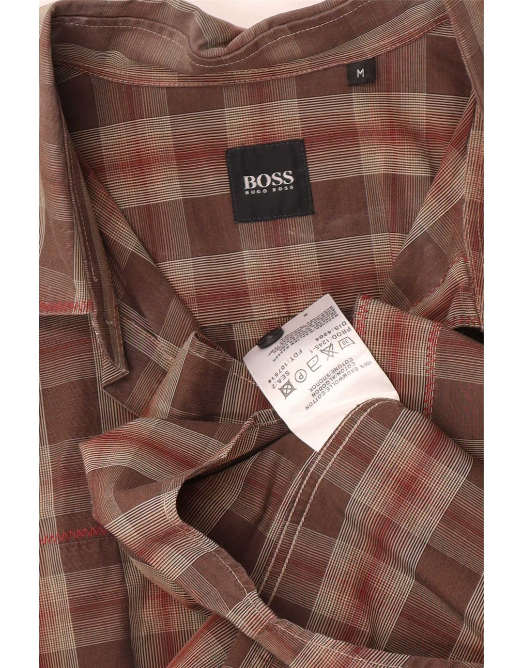 Hugo Boss Herrenhemd aus mittelbrauner Karo-Baumwolle