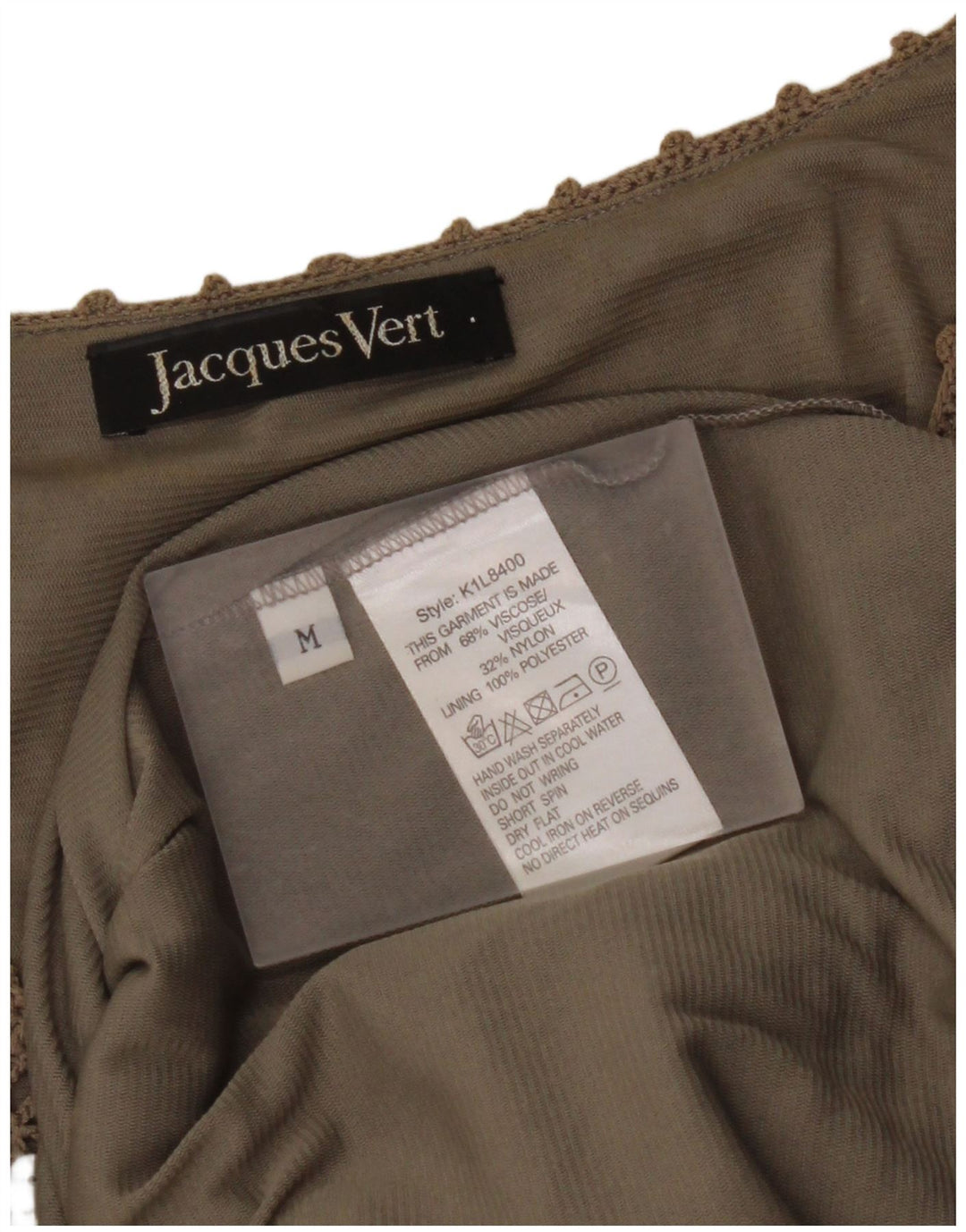 JAQUES VERT Damen Häkelblusenoberteil UK 14 Medium Khaki Viskose
