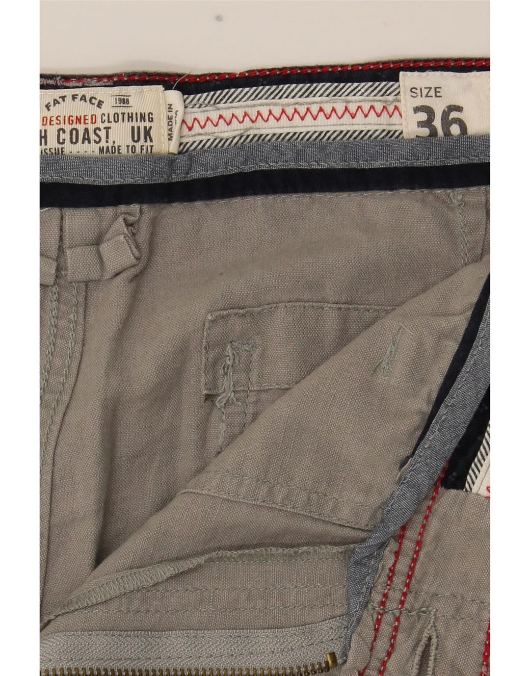 Fat Face Herren Chino-Shorts W36 Large Grau Leinen