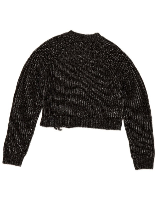 Benetton Mädchen-Wickel-Crop-Cardigan-Pullover, 10–11 Jahre, grau meliert